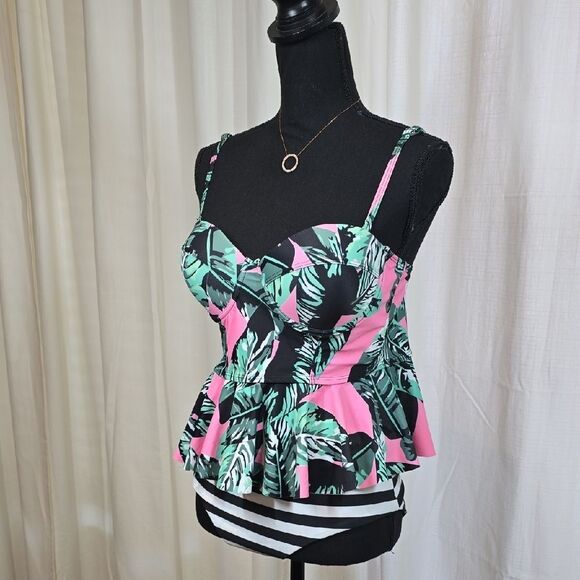 Tropical Print Bikini Top High Waist Bottom - Picture 4 of 13